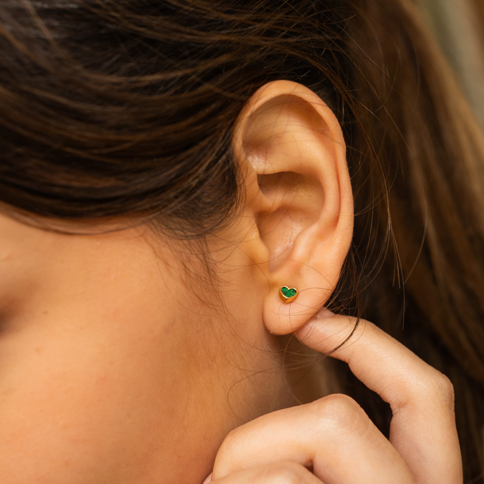 Aretes Corazón - Malaquita