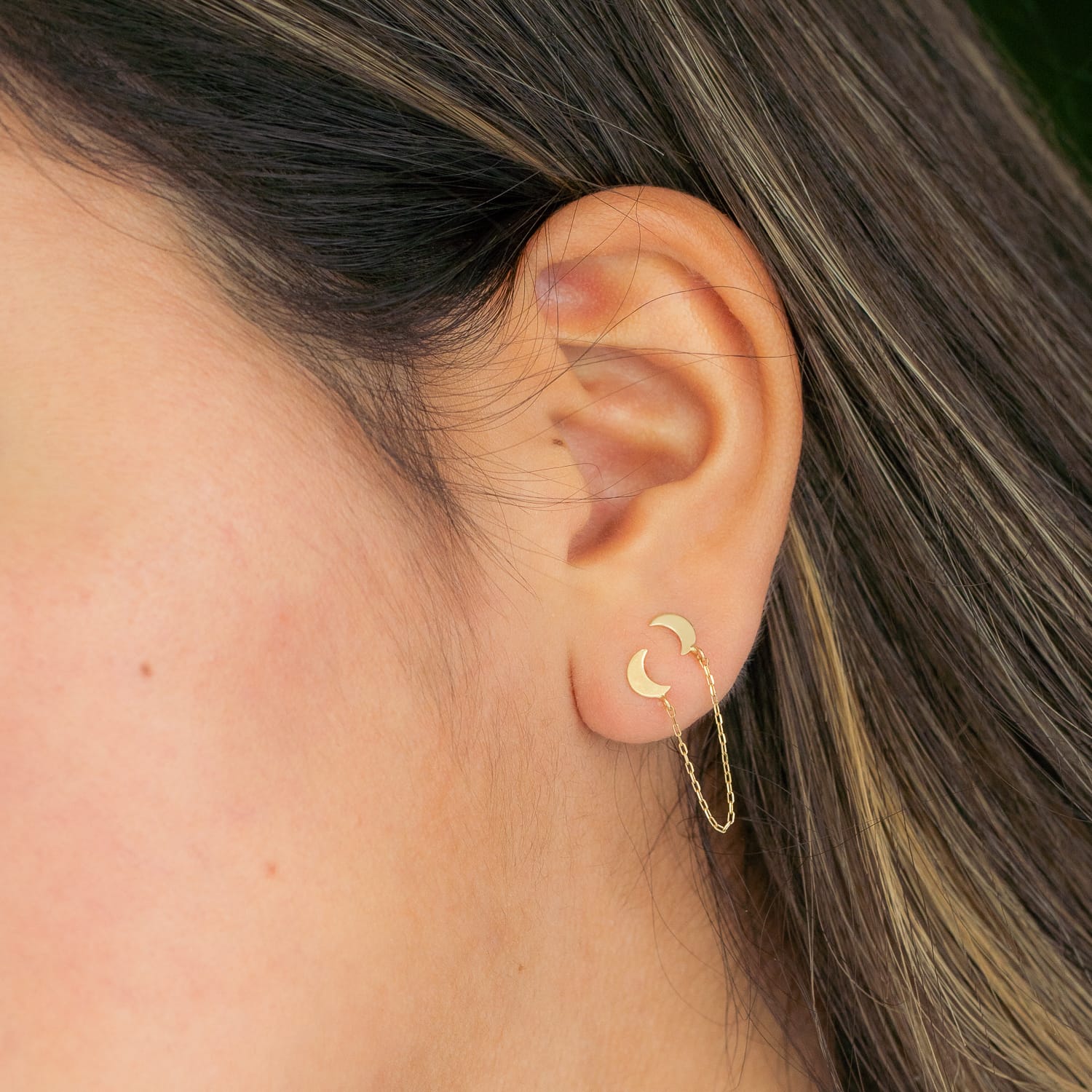 Arete Piercing cadena luna