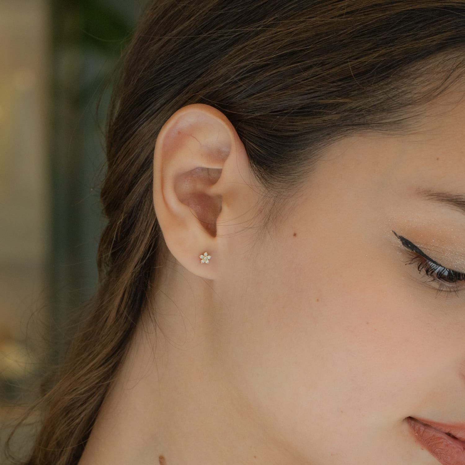 Aretes petites rosetas - diamantes