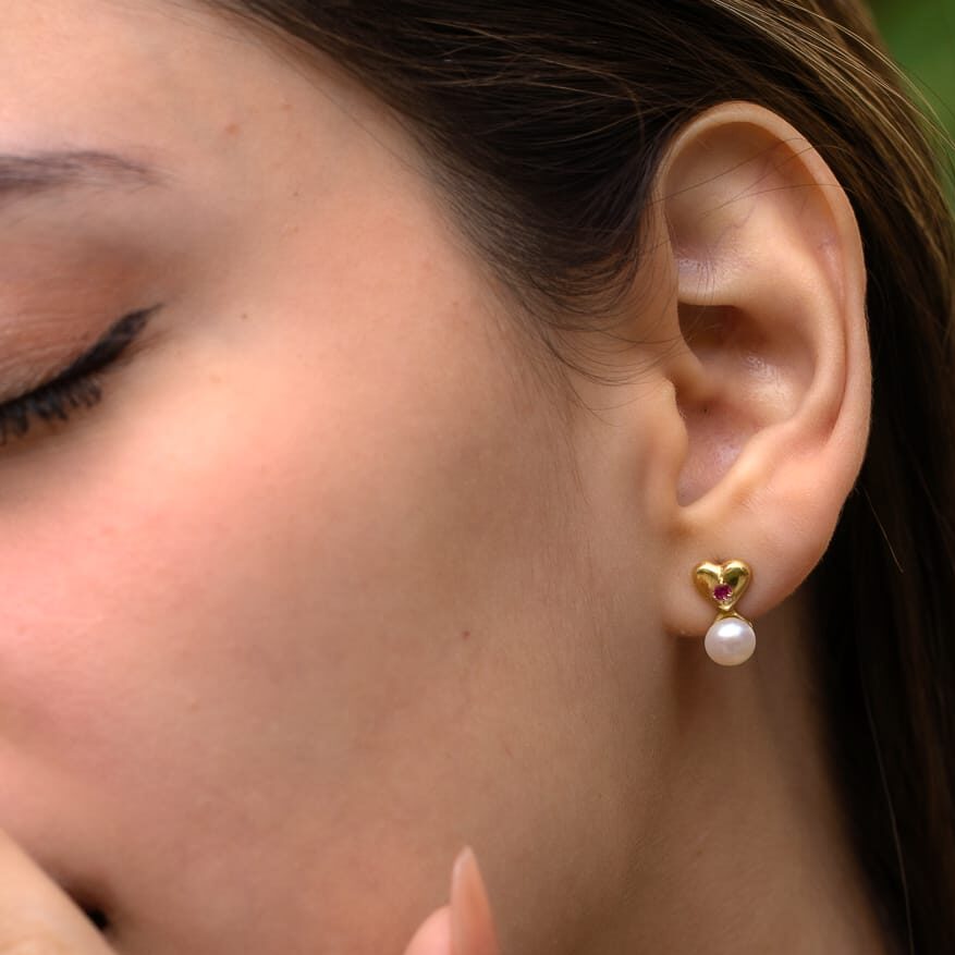 Aretes perla corazón