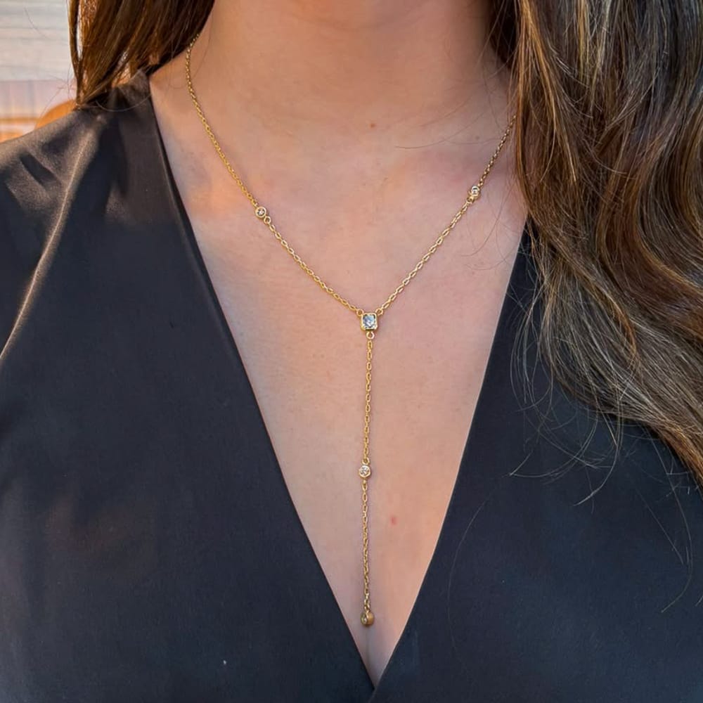 Collar lariat diamantes brown