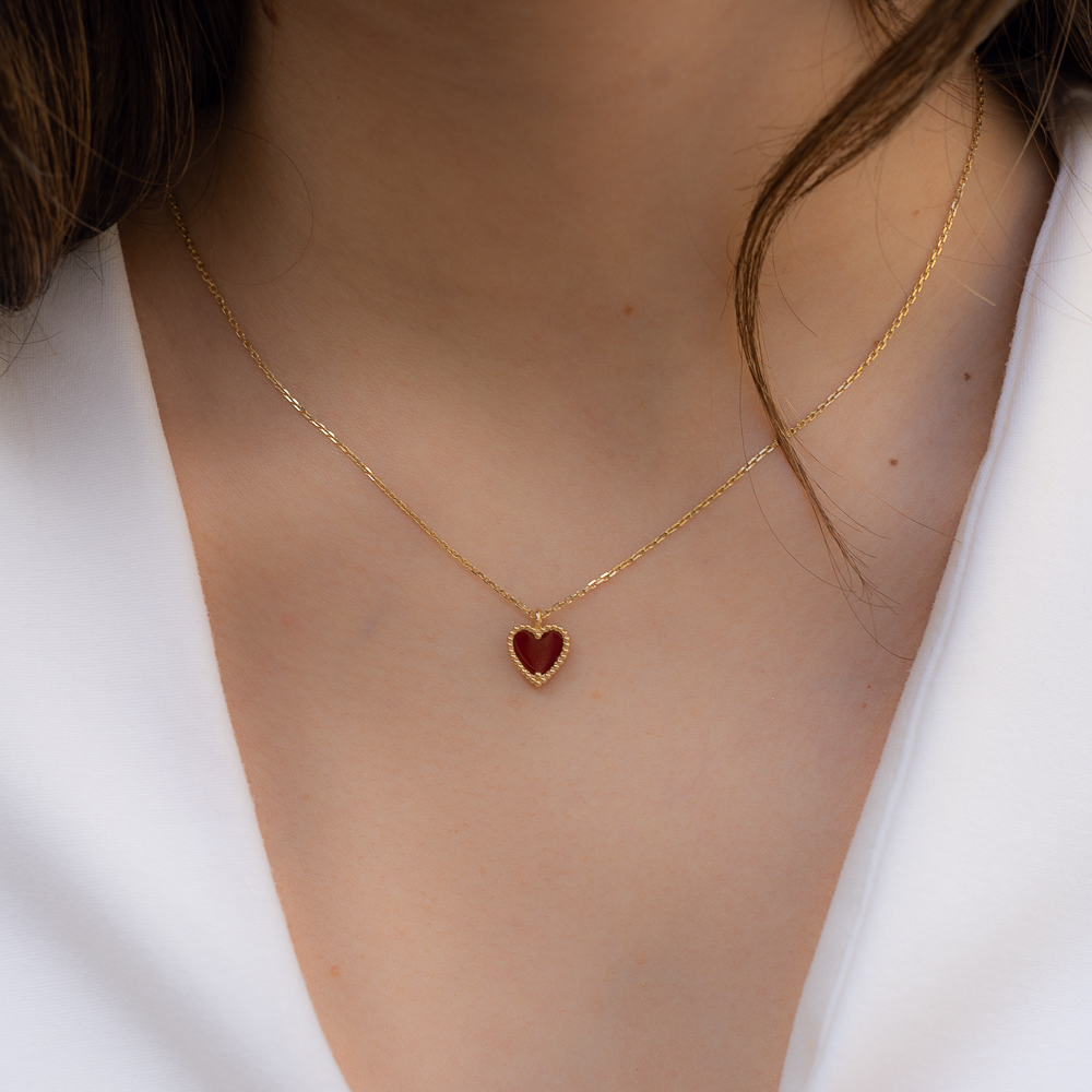 Collar corazón coral